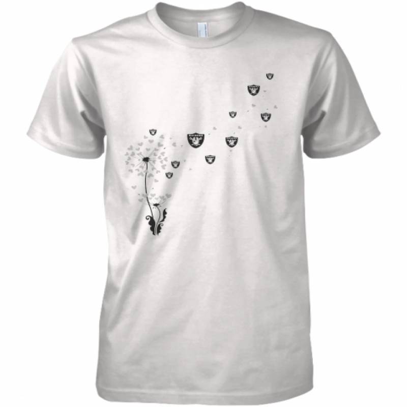 Dandelion Flower Los Angeles Raiders Football Logo Hearts Premium Men's T-Shirt