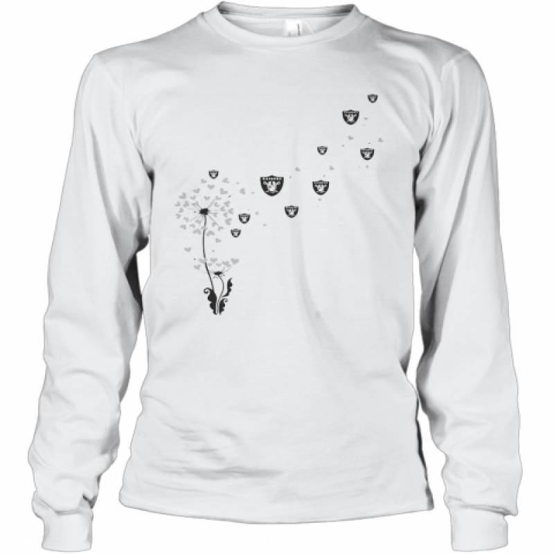 Dandelion Flower Los Angeles Raiders Football Logo Hearts Long Sleeve T-Shirt