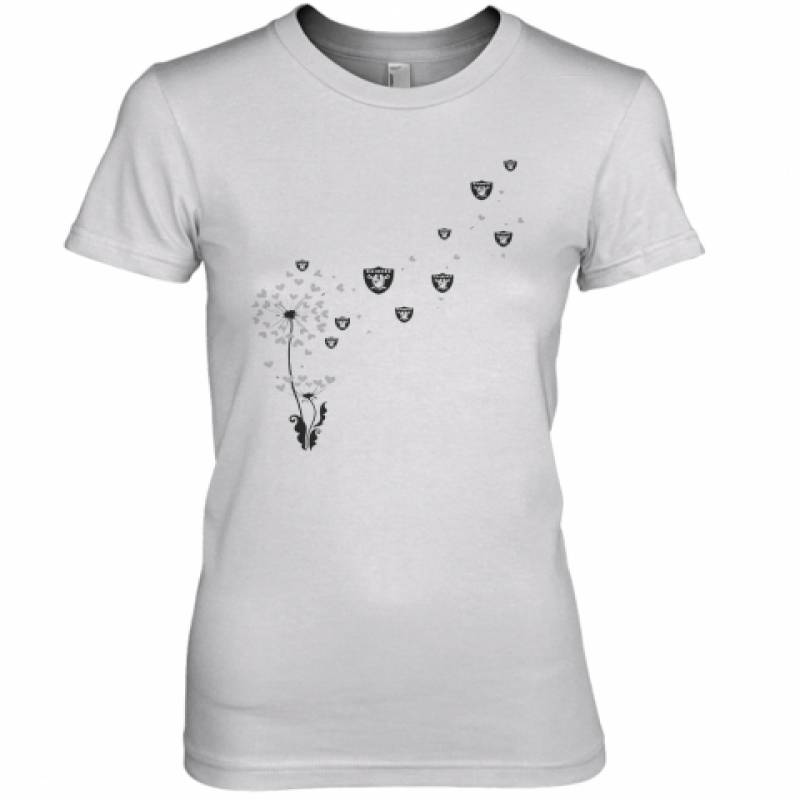 Dandelion Flower Los Angeles Raiders Football Logo Hearts Premium Women's T-Shirt