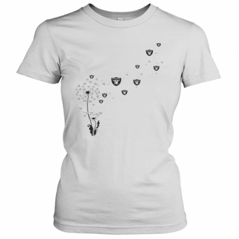 Dandelion Flower Los Angeles Raiders Football Logo Hearts Women's T-Shirt