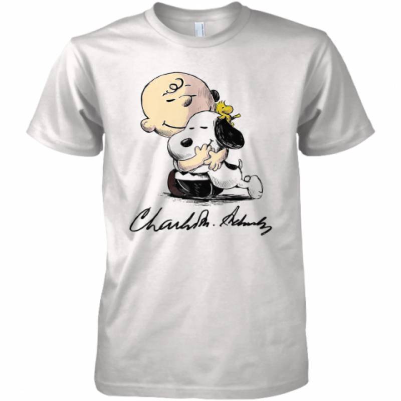 Charlie Brown Snoopy And Woodstock Art Signatures Premium Men's T-Shirt