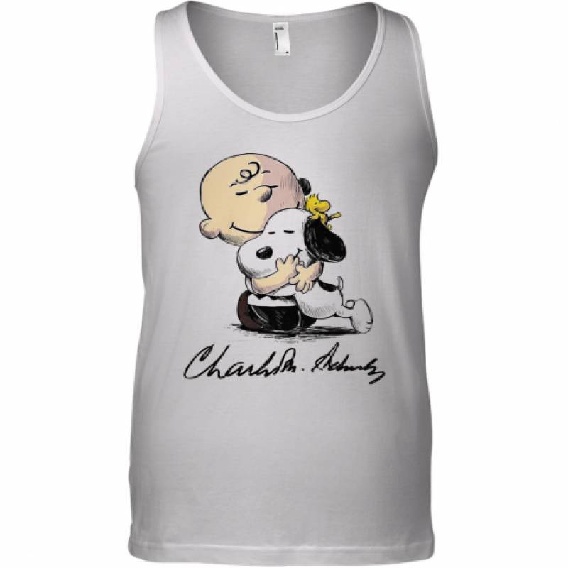 Charlie Brown Snoopy And Woodstock Art Signatures Tank Top