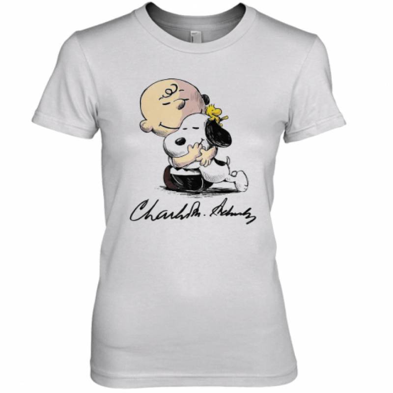 Charlie Brown Snoopy And Woodstock Art Signatures Premium Women's T-Shirt