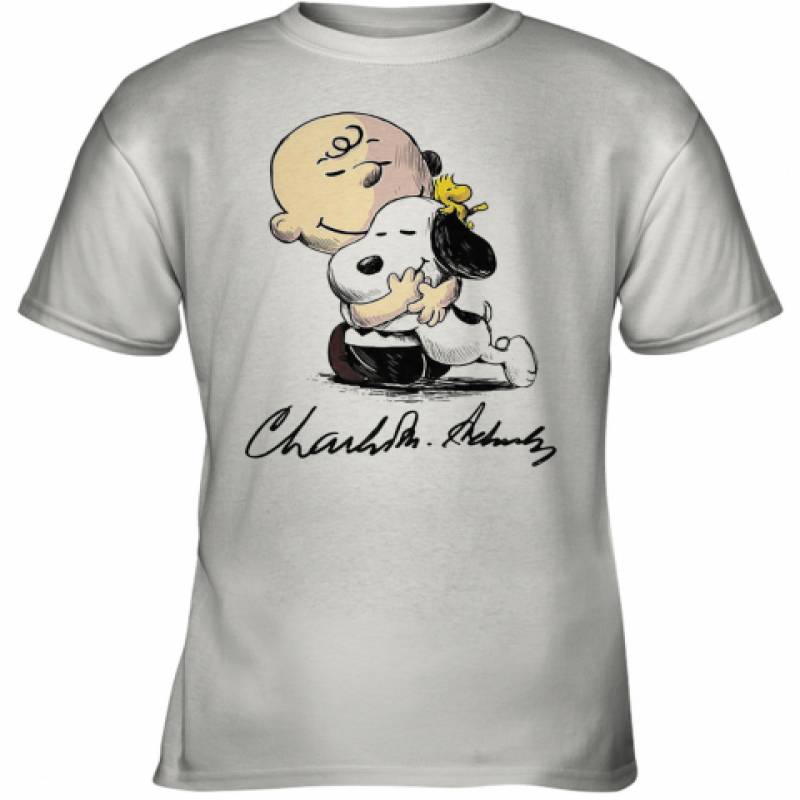 Charlie Brown Snoopy And Woodstock Art Signatures Youth T-Shirt