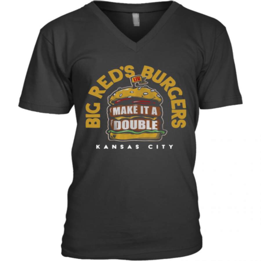 Big Red's Burgers Make It A Double Kansas City V-Neck T-Shirt