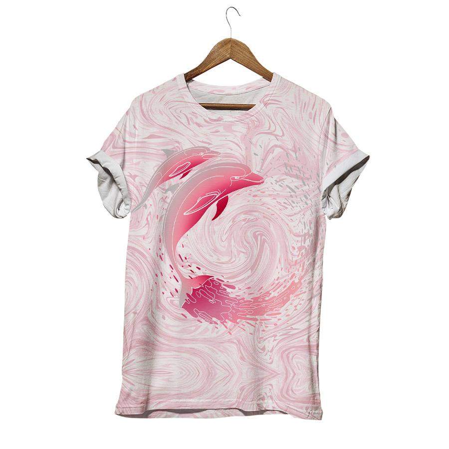 Dolphins With Circle Of Water Splashes Dolphin T-shirt