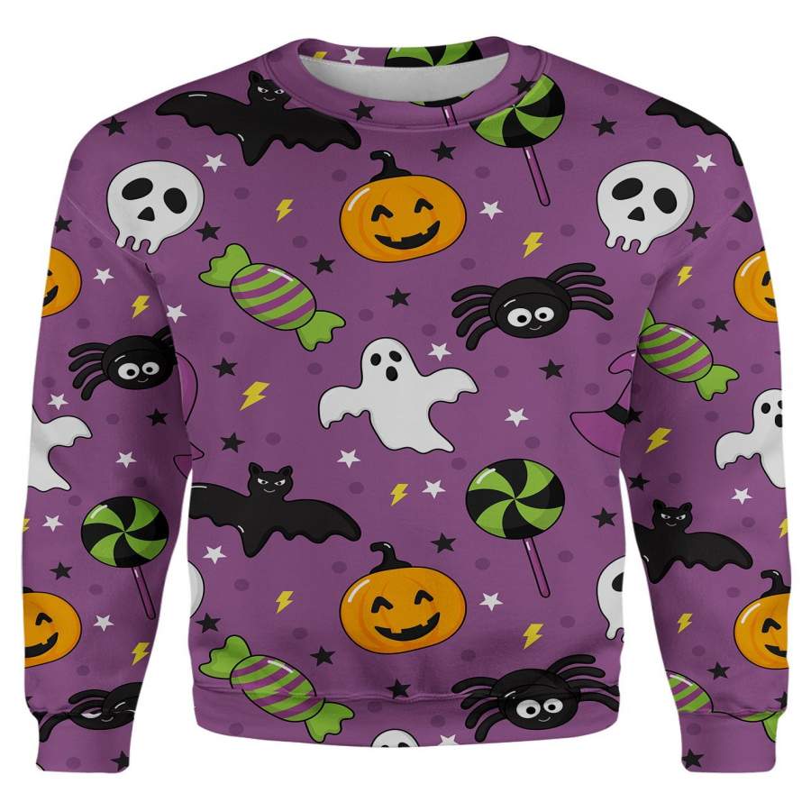 Bats And Ghosts Purple Sweatshirt