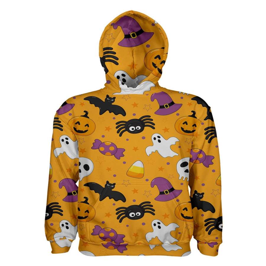 Bats And Ghosts Orange Women’s Pullover Hoodie