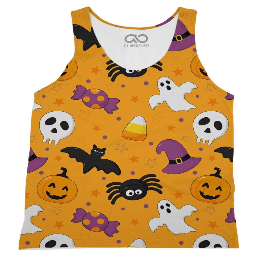 Bats And Ghosts Orange Tank-Top