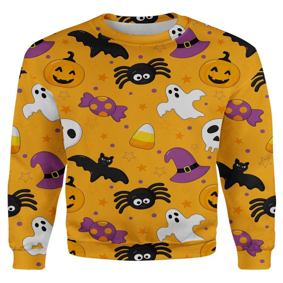 Bats And Ghosts Orange Sweatshirt