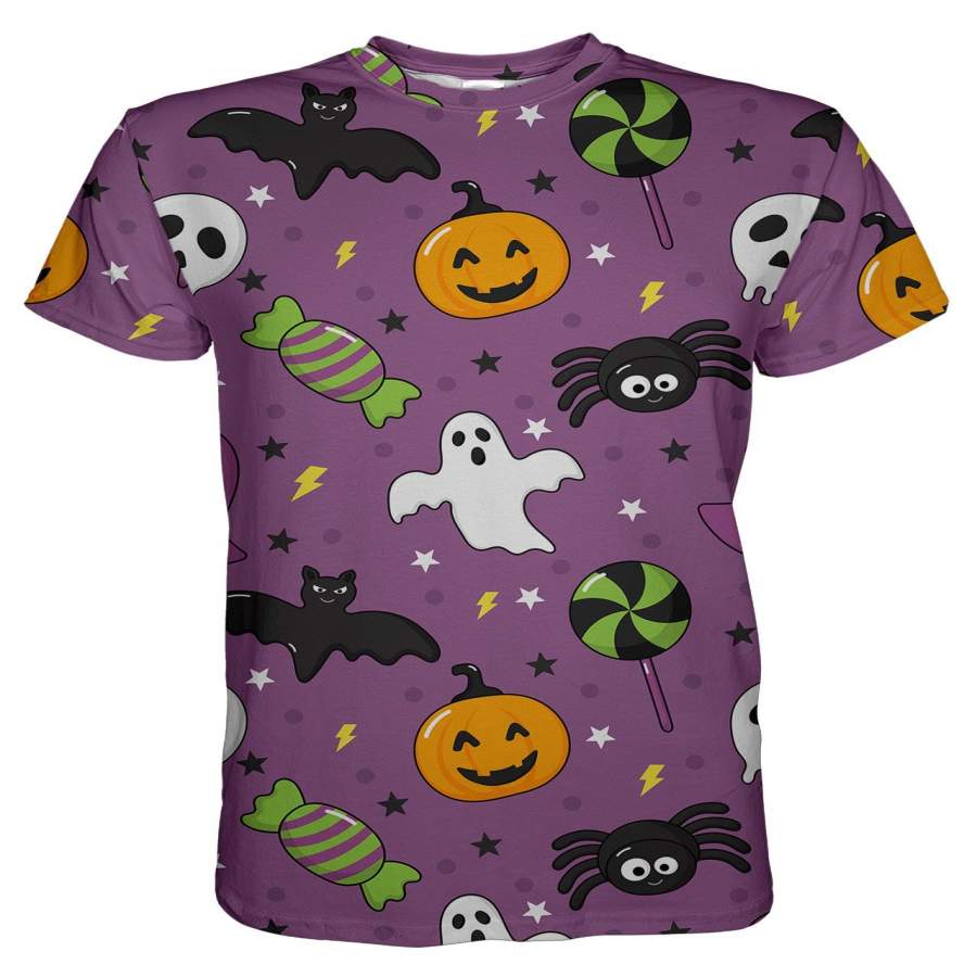 Bats And Ghosts Purple T-shirt