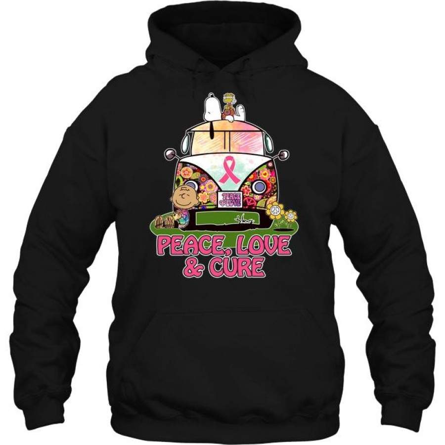 Breast Cancer Snoopy Peace Love And Cure Shirt Sweatshirts