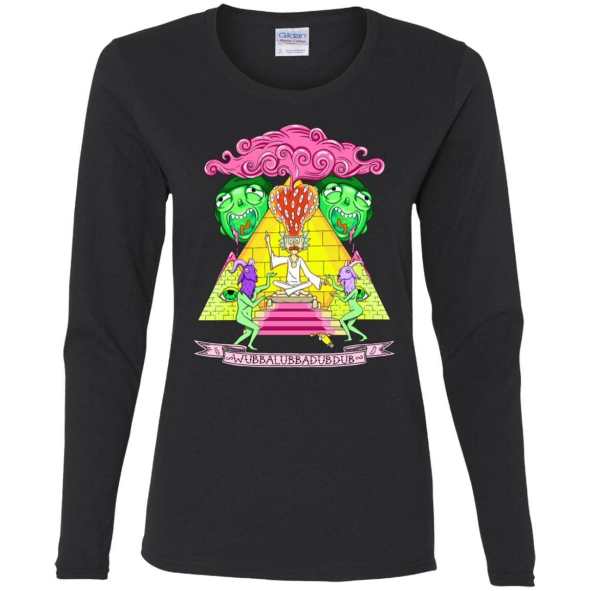 Rick And Morty Pyramid With Catchphrase Women Long Sleeve Shirt