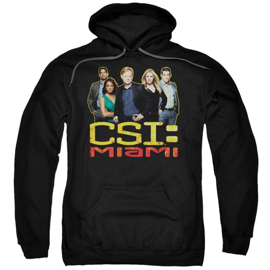 Csi Miami – The Cast In Black Adult Pull Over Hoodie