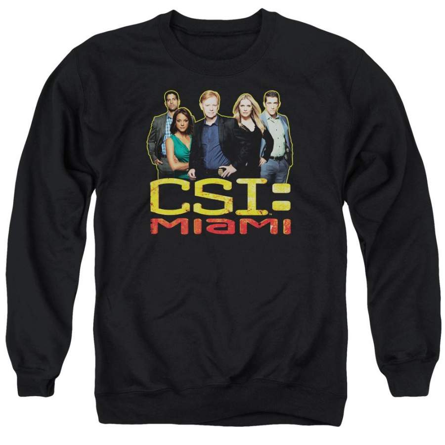 Csi Miami – The Cast In Black Adult Crewneck Sweatshirt