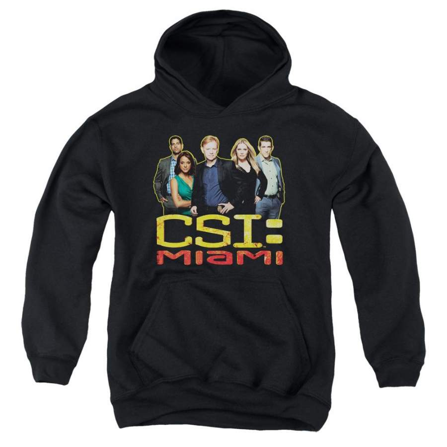 Csi Miami – The Cast In Black Youth Pull Over Hoodie