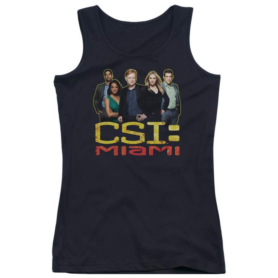 Csi Miami – The Cast In Black Juniors Tank Top