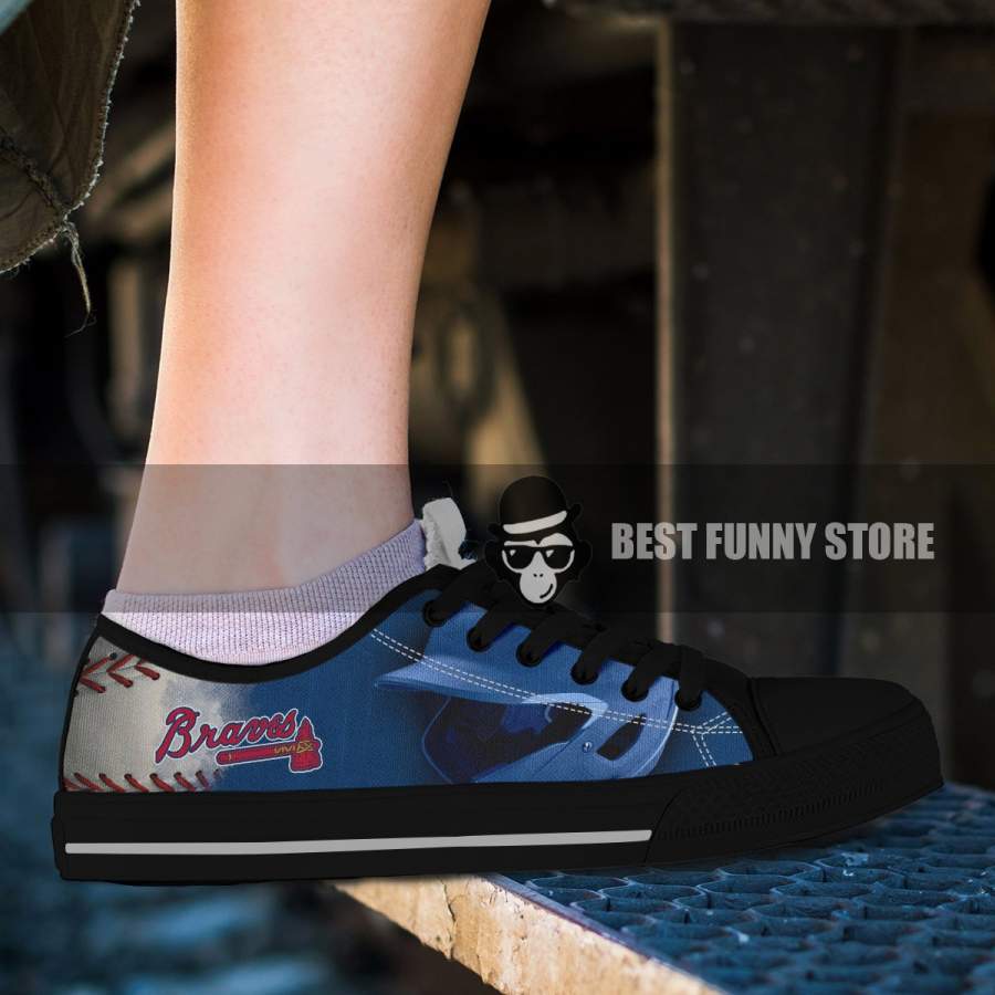 Artistic Scratch Of Atlanta Braves Low Top Shoes