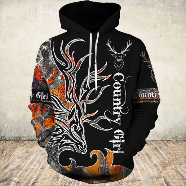 Country Girl Orange Hunting 3D All Over Print | Hoodie | Unisex | Full Size | Adult | Colorful | HT4544