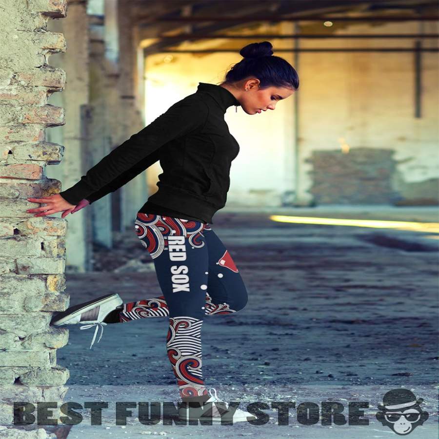 Colorful Summer With Wave Boston Red Sox Leggings