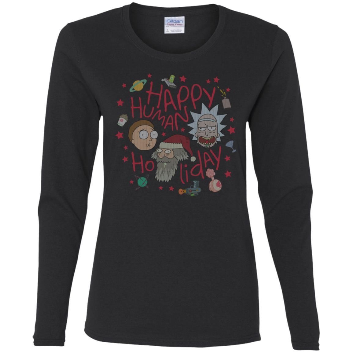 Rick And Morty Happy Human Holiday Jumper Women Long Sleeve Shirt