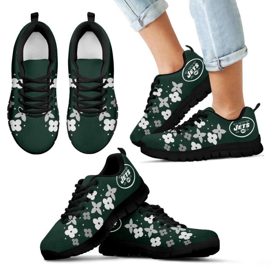 Flowers Pattern New York Jets Sneakers