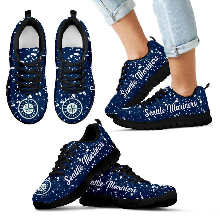 Christmas Snowing Incredible Pattern Seattle Mariners Sneakers