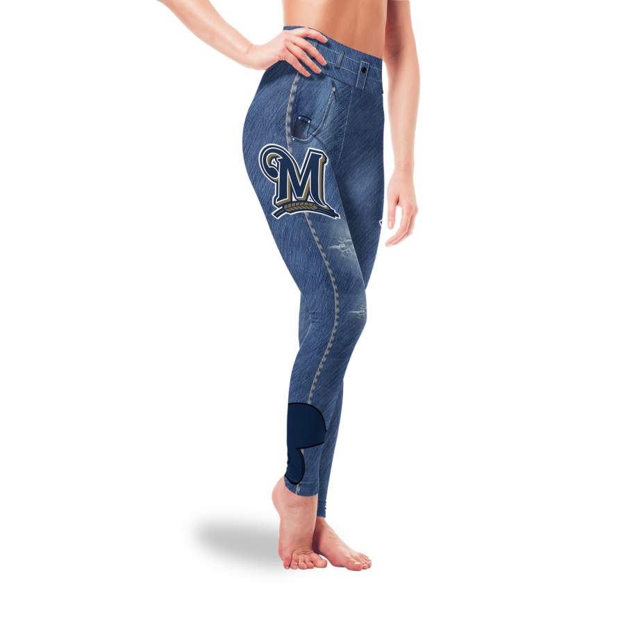 Amazing Blue Jeans Milwaukee Brewers Leggings