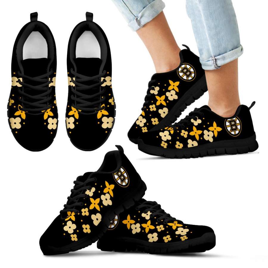 Flowers Pattern Boston Bruins Sneakers