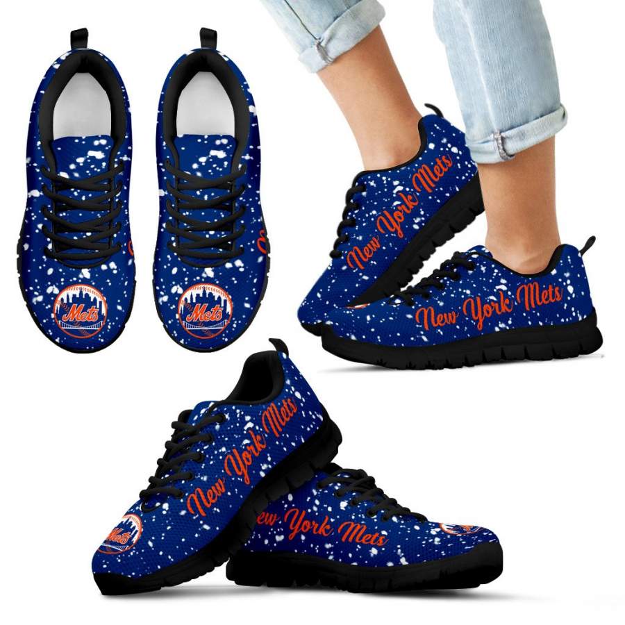 Christmas Snowing Incredible Pattern New York Mets Sneakers