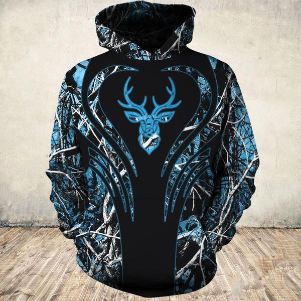 Deer Black Blue Hunting 3D All Over Print | Hoodie | Unisex | Full Size | Adult | Colorful | HT4603