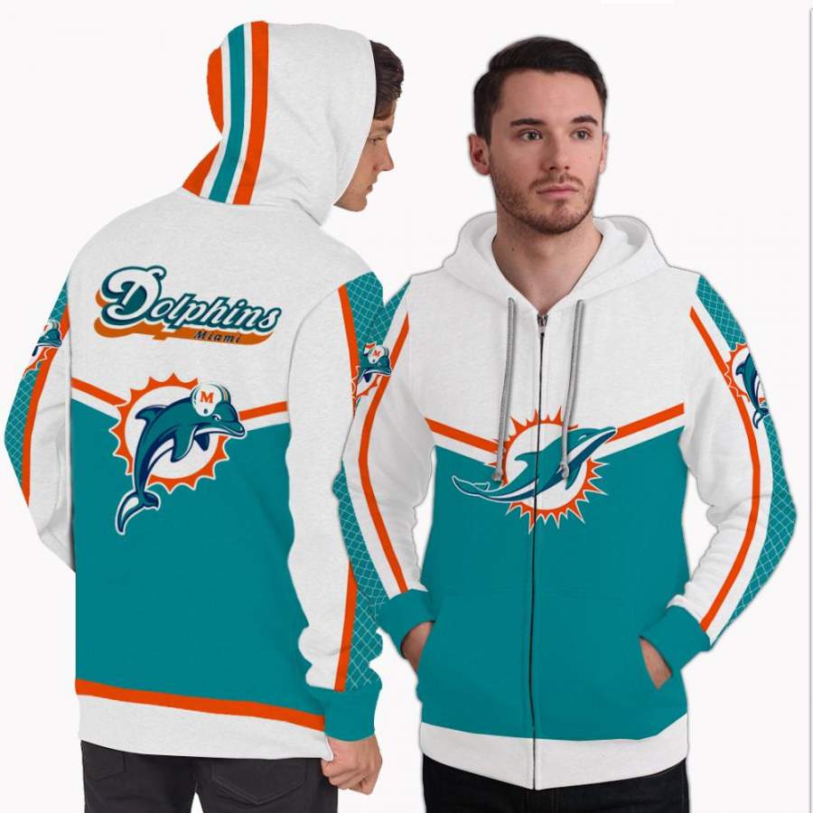 Fashion Gorgeous Fitting Miami Dolphins Zip Hoodie