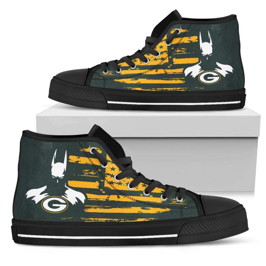 Batman Style Big Green Bay Packers High Top Shoes