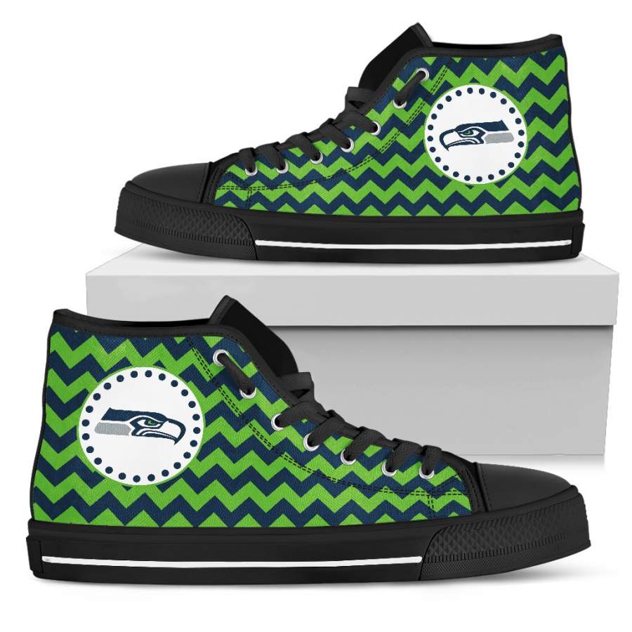 Chevron Broncos Seattle Seahawks High Top Shoes