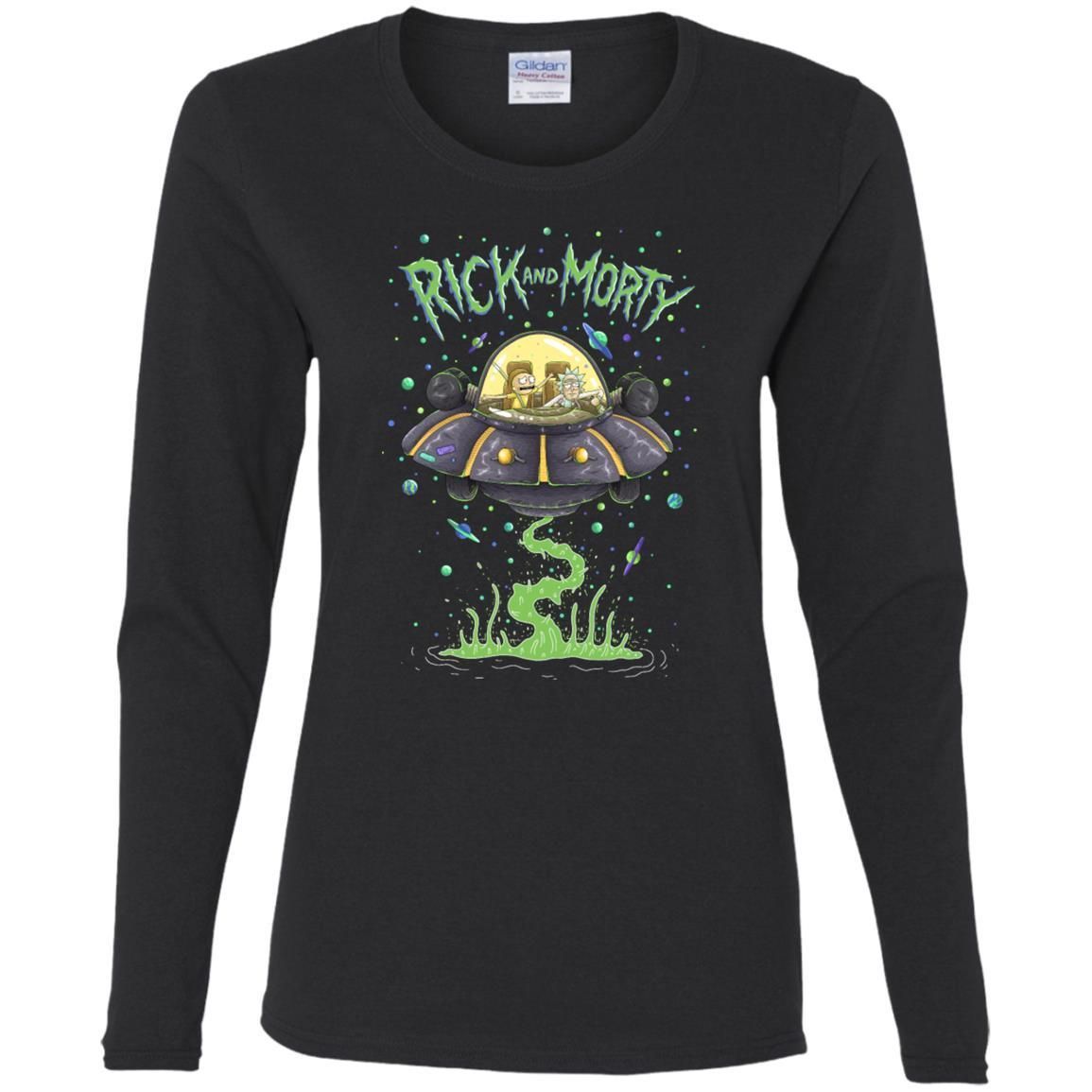 Rick And Morty Spaceship Illustration Women Long Sleeve Shirt