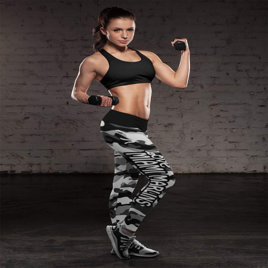 Camo Sporty Trending Fashion Fabulous Miami Marlins Leggings