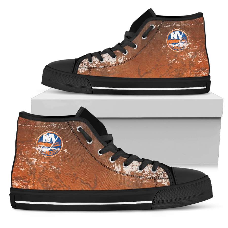 Grunge Vintage Logo New York Islanders High Top Shoes