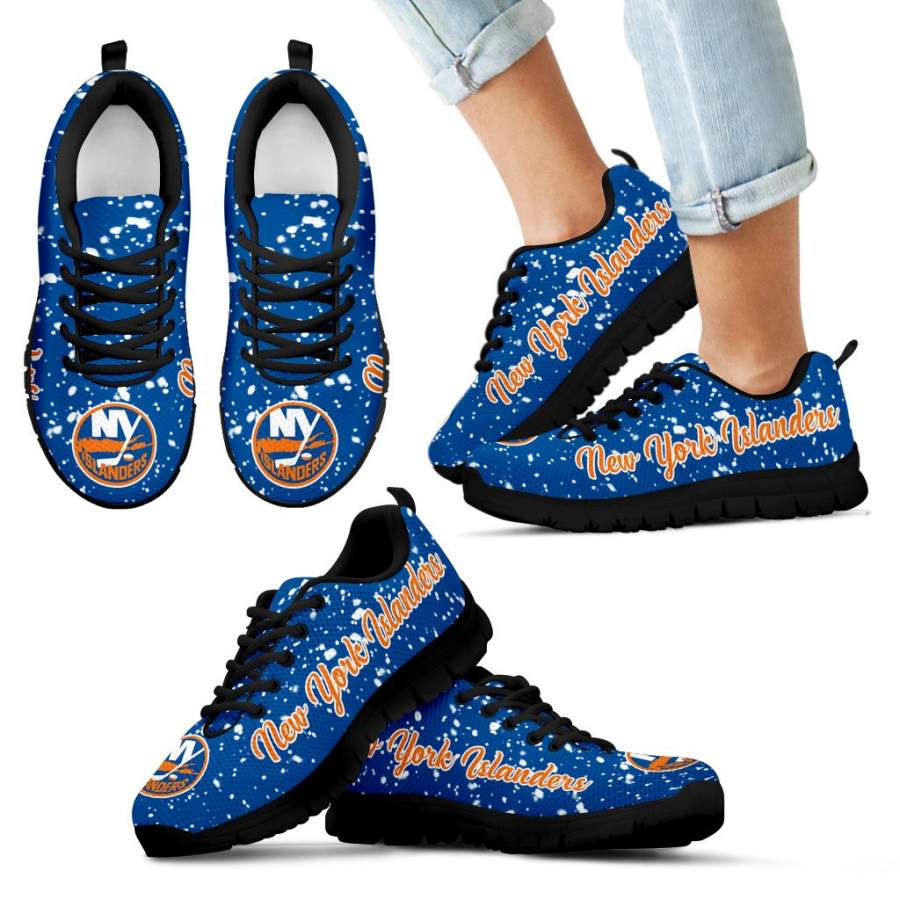 Christmas Snowing Incredible Pattern New York Islanders Sneakers