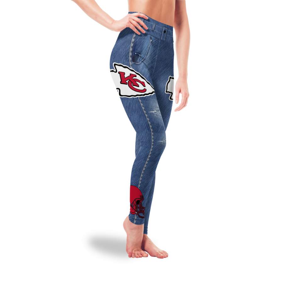 Amazing Blue Jeans Kansas City Chiefs Leggings