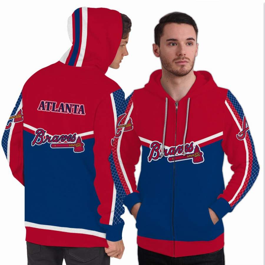 Fashion Gorgeous Fitting Atlanta Braves Zip Hoodie