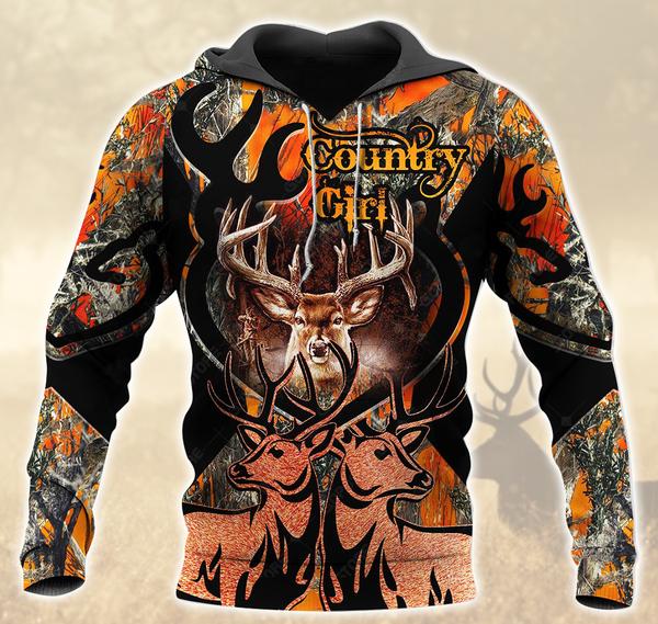 Country Girl Orange Deer Hunting 3D All Over Print | Hoodie | Unisex | Full Size | Adult | Colorful | HT4741