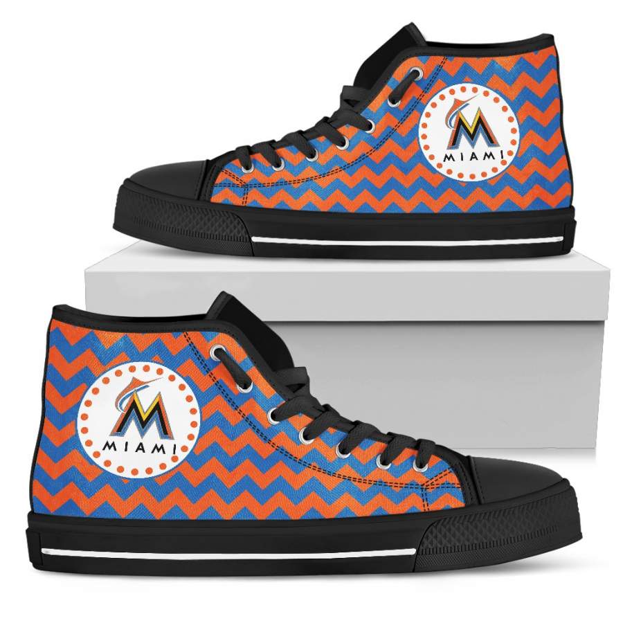 Chevron Broncos Miami Marlins High Top Shoes