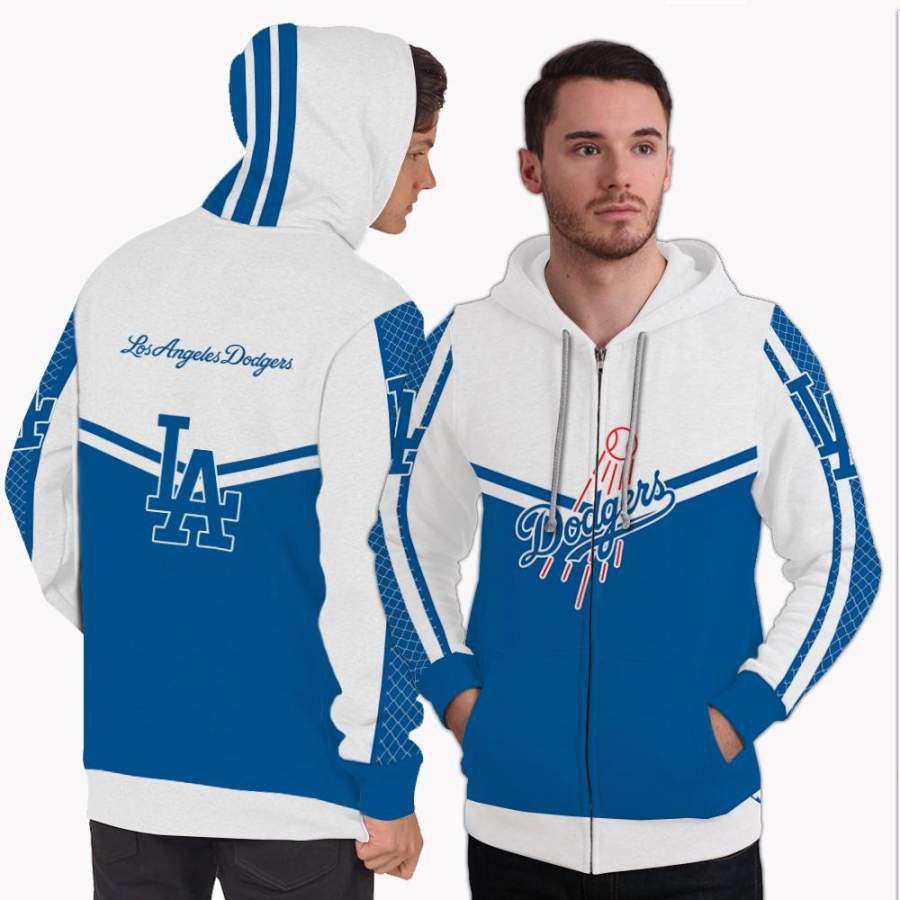 Fashion Gorgeous Fitting Los Angeles Dodgers Zip Hoodie