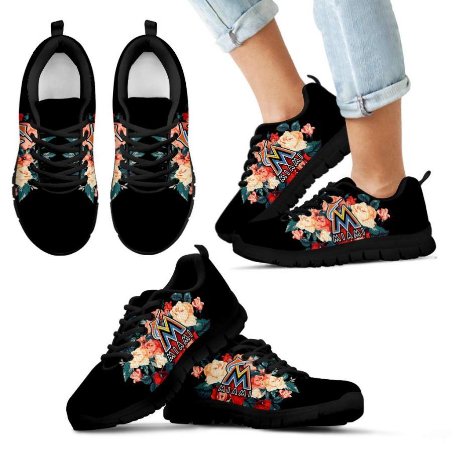 Gorgeous Flowers Background Insert Pretty Logo Miami Marlins Sneakers