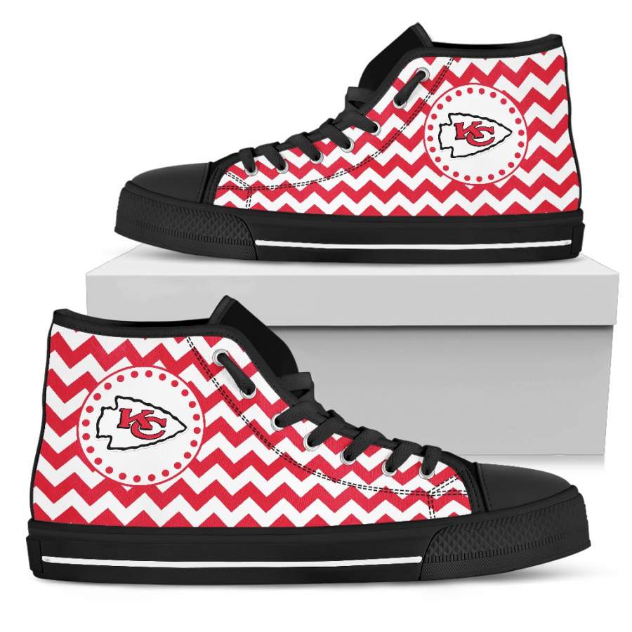 Chevron Broncos Kansas City Chiefs High Top Shoes