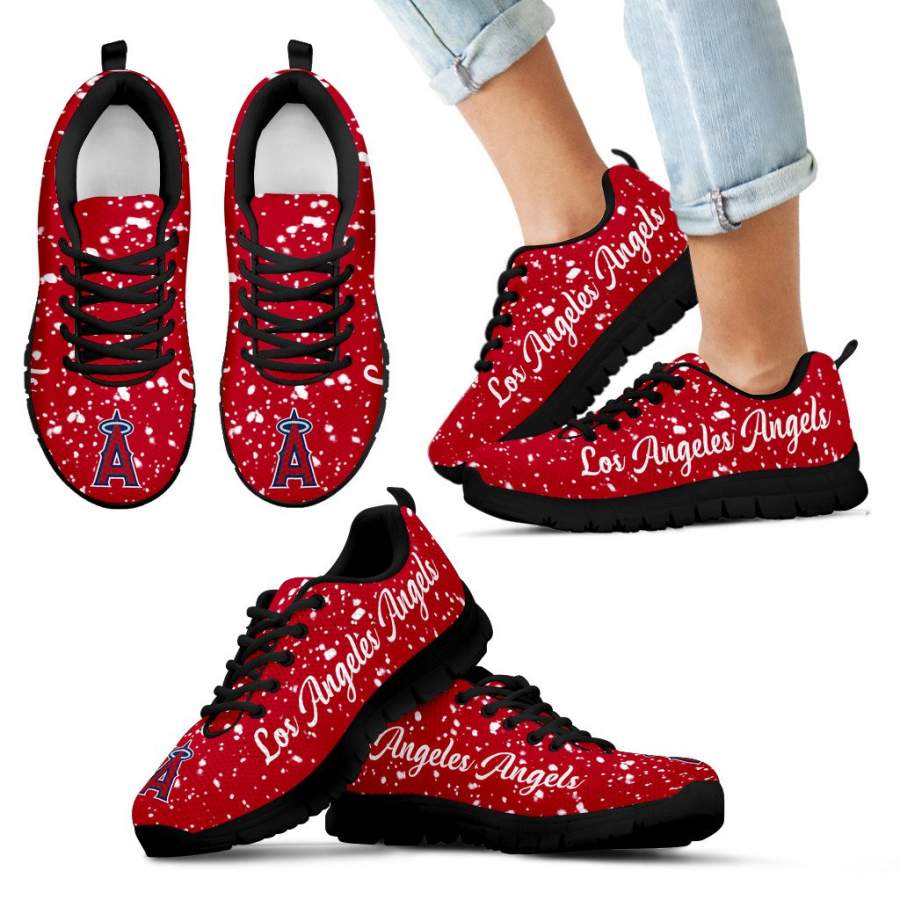 Christmas Snowing Incredible Pattern Los Angeles Angels Sneakers