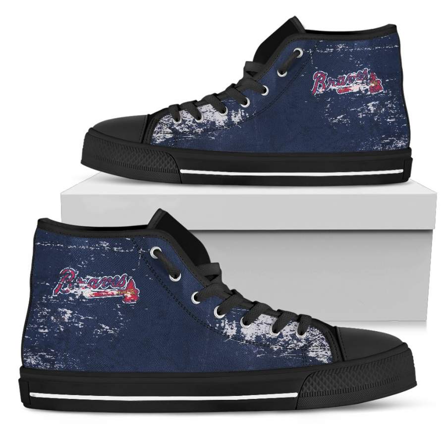 Grunge Vintage Logo Atlanta Braves High Top Shoes