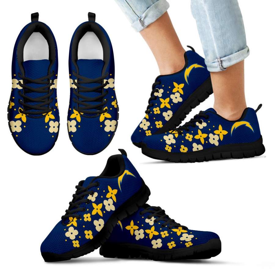 Flowers Pattern Los Angeles Chargers Sneakers