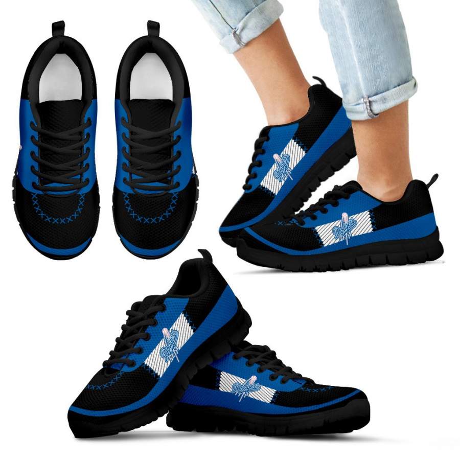 Cross Thread Seamless Beautiful Logo Los Angeles Dodgers Sneakers