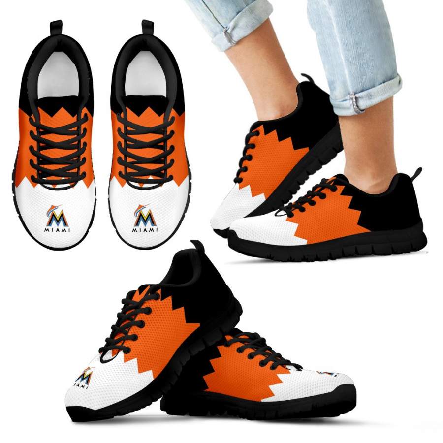 Incredible Line Zig Zag Disorder Beautiful Miami Marlins Sneakers